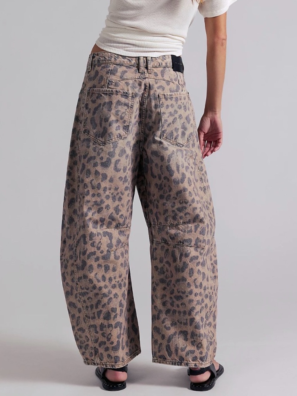 Free People We The Free Good Luck AnimalPrinted Barrel Jeans - Picture 2 of 11
